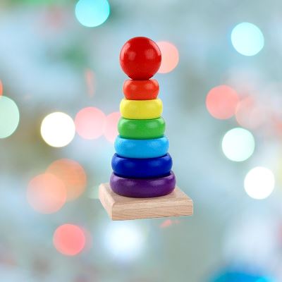 WoodenToys™ - Tour arc - en - ciel - Mon Bébé Éveil